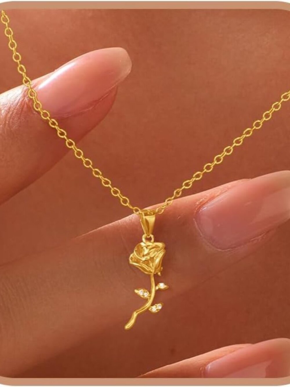 Mothers Day Gifts 925 Sterling Silver Rose Flower Necklace for Women 14K Gold Pl